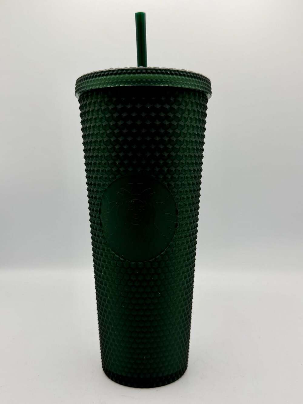 Starbucks 2021 Holiday Dark Green Studded Tumbler 24oz Venti Cold Cup Straw